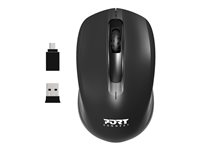 PORT Connect - Mus - höger- och vänsterhänta - optisk - 3 knappar - trådlös - 2.4 GHz - trådlös USB-mottagare - detaljhandel 900508