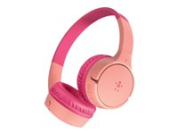 Belkin SoundForm Mini - Hörlurar med mikrofon - på örat - Bluetooth - trådlös, kabelansluten - 3,5 mm kontakt - rosa AUD002BTPKV3
