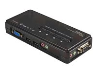 StarTech.com 4 Port Black USB KVM Switch Kit with Cables and Audio - desktop KVM Switch - VGA KVM Switch - USB KVM Switch 4 Port (SV411KUSB) - Omkopplare för tangentbord/video/mus/ljud - 4 x KVM/ljud - 1 lokal användare - skrivbordsmodell SV411KUSB
