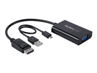 StarTech DisplayPort till VGA-adapter med audio - DisplayPort-/VGA-adapter - DisplayPort (hane) till HD-15 (VGA), minijack, Mikro-USB typ B (endast ström) (hona) - DisplayPort 1.2 - 18.4 m - aktiv, 1920 x 1200 (WUXGA) stöd - svart - för P/N: DK30CH2DEP, DK30CH2DEPUE, TB32DP14, TB32DP2T, TB3DK2DHV, TB3DK2DHVUE, TB3DKDPMAWUE DP2VGAA