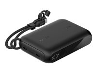Belkin BoostCharge - Strömförsörjningsbank - med display - 10000 mAh - 20 Watt - PD, Fast Charge - 2 utdatakontakter (24 pin USB-C) - på kabel: USB-C - svart BPB027HQBK