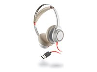 Poly Blackwire 7225 - Blackwire 7200 series - headset - kabelansluten - USB-A - vit - TAA-kompatibel 7W077AA