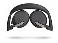 Jabra Evolve2 65 Flex MS Stereo - Headset - på örat - Bluetooth - trådlös - aktiv brusradering - USB-C - svart - med trådlös laddningsplatta - Certifierad för Microsoft-teams 26699-999-889