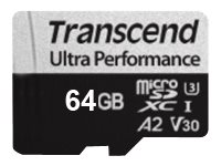 Transcend 340S - Flash-minneskort - 64 GB - A2 / Video Class V30 / UHS-I U3 / Class10 - microSDXC TS64GUSD340S