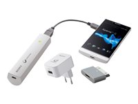 Sony USB Portable Power Supply CP-ELSAIP - Strömförsörjningsbank + växelströmsadapter - 2000 mAh (USB) - vit - för XPERIA acro S, go, Ion, miro, P, S, Sola, tipo dual, U CP-ELSAIP