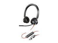 Poly Blackwire 3320 - Blackwire 3300 series - headset - på örat - kabelansluten - USB-C - svart - UC-certifierad 8X219AA