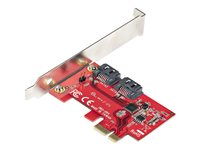 StarTech.com SATA PCIe-kort - 2-portars PCIe SATA-expansionskort - 6 Gbps - Hel-/lågprofil - PCI Express till SATA-adapter/-kontroller - ASM1061 icke-RAID-drift - PCIe till SATA-omvandlare - Kontrollerkort - 2 Kanal - SATA 6Gb/s - låg profil - PCIe 2.0 x1 - röd 2P6G-PCIE-SATA-CARD