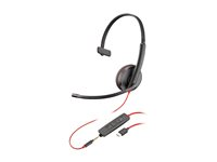 HP Poly Blackwire C3215 - Blackwire 3200 Series - headset - på örat - kabelansluten - USB-C, 3,5 mm kontakt - svart - Certifierad för Skype for Buisness, Cisco Jabber-certifierad, Avaya-certifierad 80S05AA
