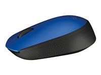 Logitech M171 - Mus - höger- och vänsterhänta - trådlös - 2.4 GHz - trådlös USB-mottagare - svart, blå 910-004640