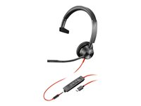 Poly Blackwire 3315 - Blackwire 3300 series - headset - på örat - kabelansluten - 3,5 mm kontakt, USB-C - svart 76J14AA