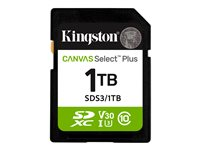 Kingston Canvas Select Plus - Flash-minneskort - 1 TB - Video Class V30 / UHS-I U3 / Class10 - SDXC UHS-I SDS3/1TB