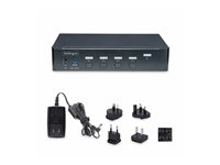StarTech.com 4-Port DisplayPort KVM Switch, 4K 60Hz, TAA Compliant - Omkopplare för tangentbord/video/mus/ljud/USB - 4 x KVM/ljud/USB - 1 lokal användare - skrivbordsmodell - TAA-kompatibel P4AD122-KVM-SWITCH