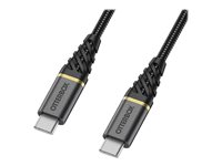 OtterBox Premium - USB-kabel - 24 pin USB-C (hane) till 24 pin USB-C (hane) - USB 2.0 - 3 A - 1 m - Strömförsörjningsstöd - glamorsvart 78-52677