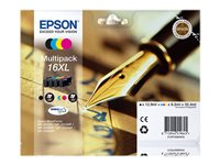 Epson 16XL Multipack - 4-pack - XL - svart, gul, cyan, magenta - original - blister med akustiskt / elektromagnetiskt alarm - bläckpatron - för WorkForce WF-2010, 2510, 2520, 2530, 2540, 2630, 2650, 2660, 2750, 2760 C13T16364020