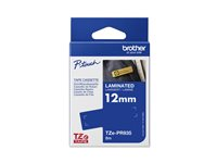 Brother TZe-PR935 - Vit utskrift på premium, glitter silver - Rulle (1,2 cm x 8 m) 1 kassett(er) bandlaminat - för P-Touch PT-E310BTVP, PT-P900Wc; P-Touch Cube Pro PT-P910BT TZEPR935