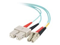 C2G LC-SC 10Gb 50/125 OM3 Duplex Multimode PVC Fiber Optic Cable (LSZH) - Nätverkskabel - SC-läge (multi-mode) (hane) till LC multiläge (hane) - 30 m - 30 m - fiberoptisk - duplex - 50/125 mikron - OM3 - halogenfri - havsblå 85539
