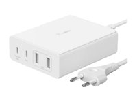 Belkin BoostCharge GaN - Strömadapter - 108 Watt - 4 utdatakontakter (2 x USB, 2 x USB-C) - vit WCH010VFWH