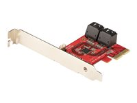 StarTech.com SATA PCIe-kort - PCIe SATA-expansionskort med 4 portar - 6 Gbps - Lågprofilfäste - Staplade SATA-kontakter - ASM1164 Non-Raid - PCI Express till SATA-omvandlare - Kontrollerkort - SATA 6Gb/s - låg profil - PCIe 3.0 x2 - röd 4P6G-PCIE-SATA-CARD